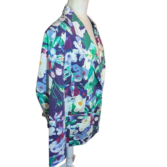 Isaac Mizrahi Purple White Green Floral Blazer Notched Lapels NWT Sz 22W - Picture 2 of 13